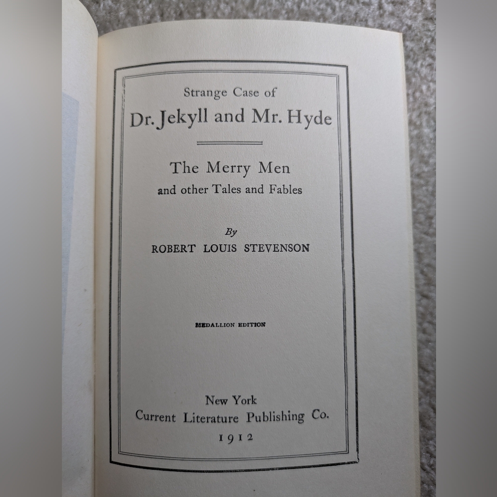 Antique Book. Dr. Jekyll And Mr. Hyde.  1912. Robert Louis Stevenson.